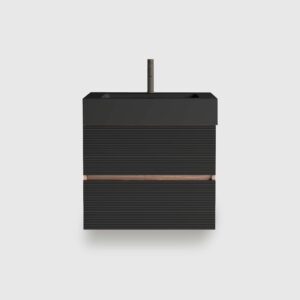 24 inch bathroom vanity with sink, floating wall mounted vanity + matt black quartz one-piece basin