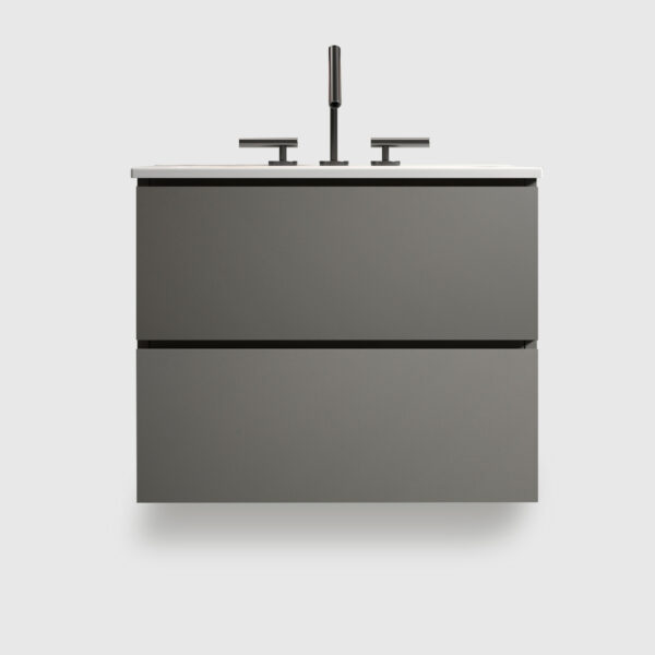 24 inch space grey bathroom vanity with ceramic sink - handle-free design for modern bathrooms