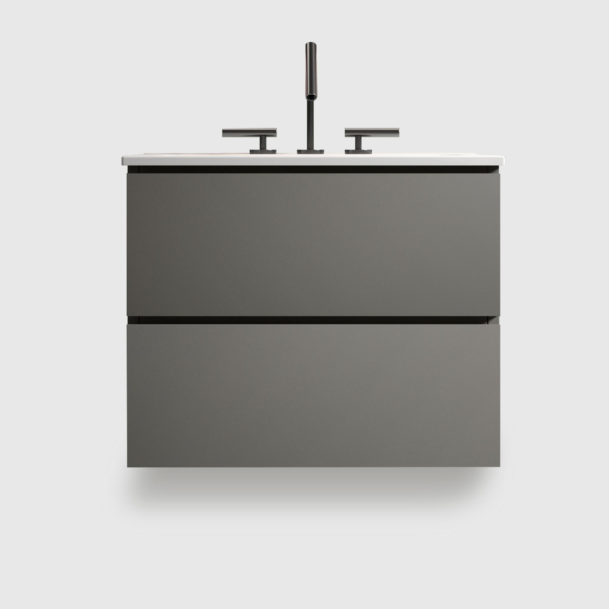 24 inch space grey bathroom vanity with ceramic sink - handle-free design for modern bathrooms