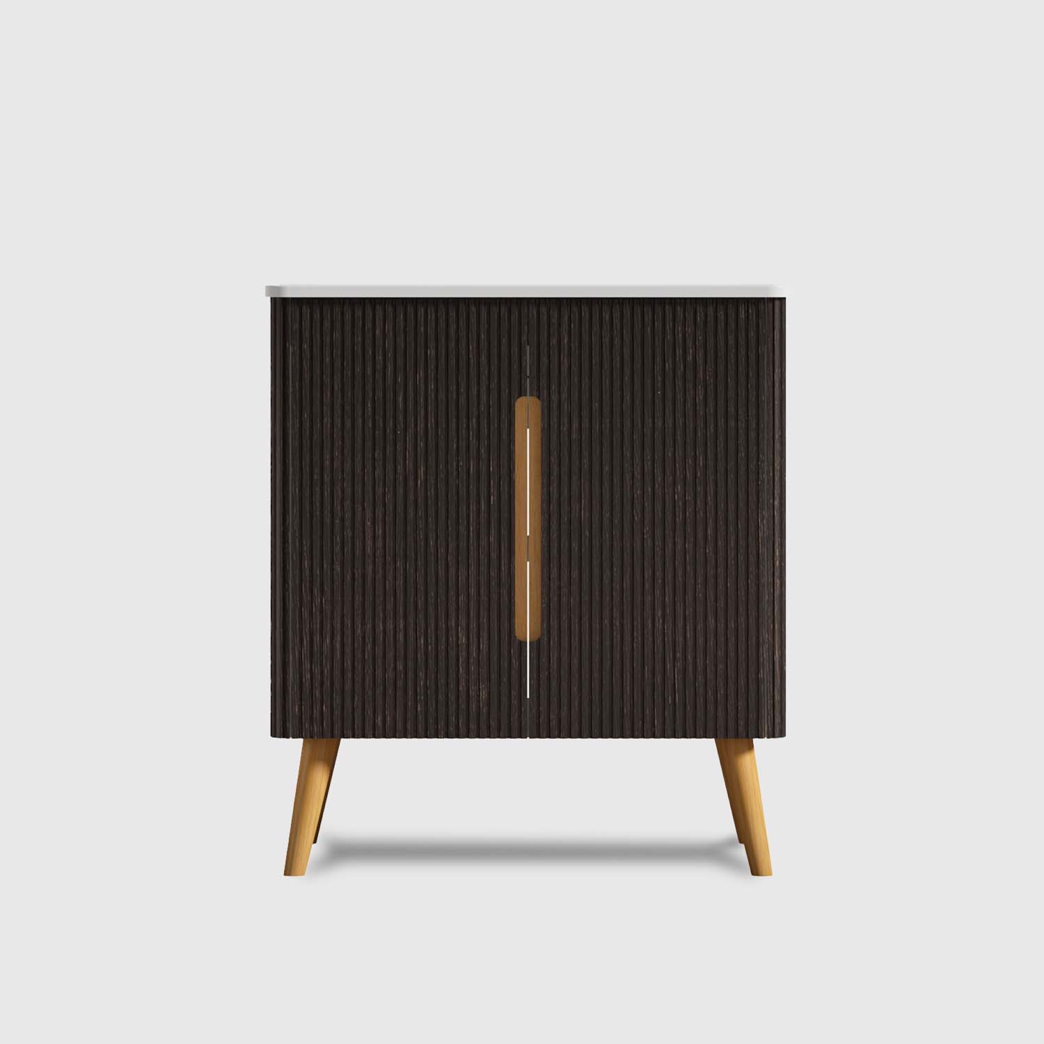 30-Brushed -Black Oakt -Bathroom Vanity -Sink (1) Key features of striped brushed black oak bathroom vanity with sink. Dual installation: Freestanding & wall mounted options.Integrated glossy white ceramic sink (easy to clean).Dual-door cabinet for ample dust/waterproof storage.Curved safety edges to eliminate sharp corners .Stylish striped wood grain elevates modern bathroom decor A versatile bathroom cabinet that combines functionality and sophistication.