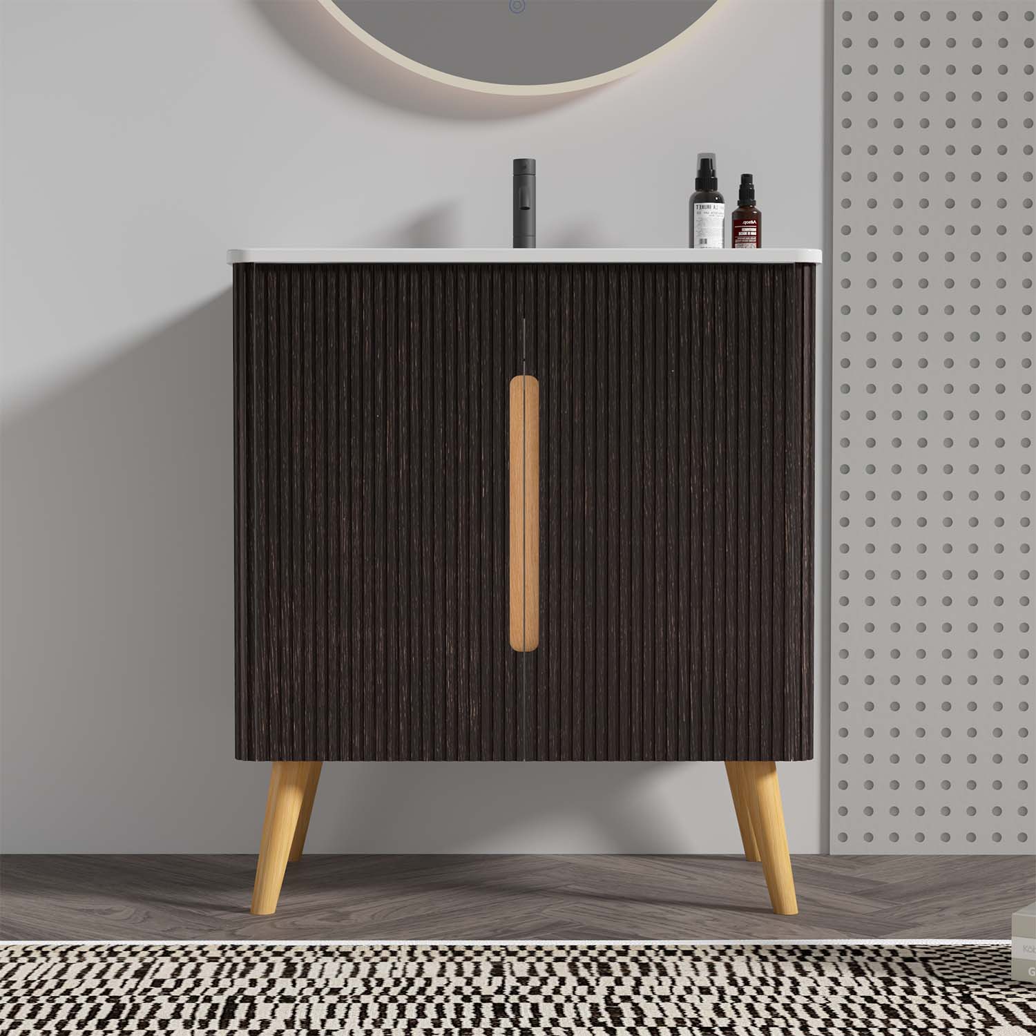 30-Brushed -Black Oakt -Bathroom Vanity -Sink (2)