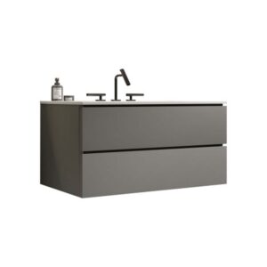36 inch space grey bathroom vanity - pre-assembled with handle-free design