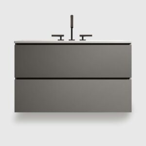 36 inch space grey bathroom vanity - pre-assembled with handle-free design