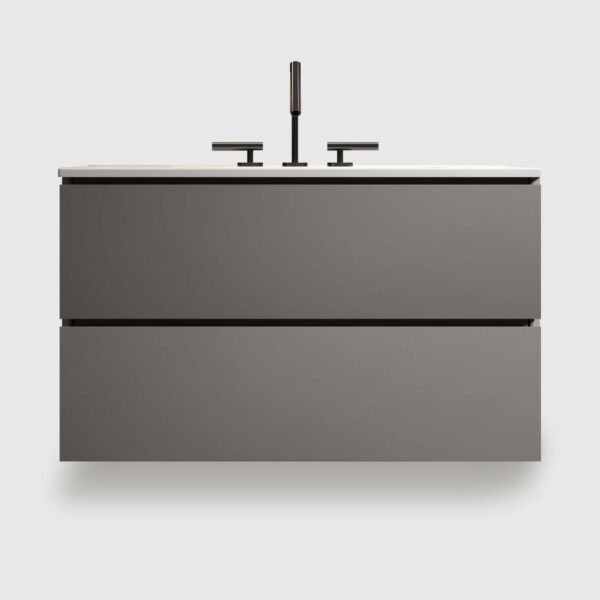 36 inch space grey bathroom vanity - pre-assembled with handle-free design