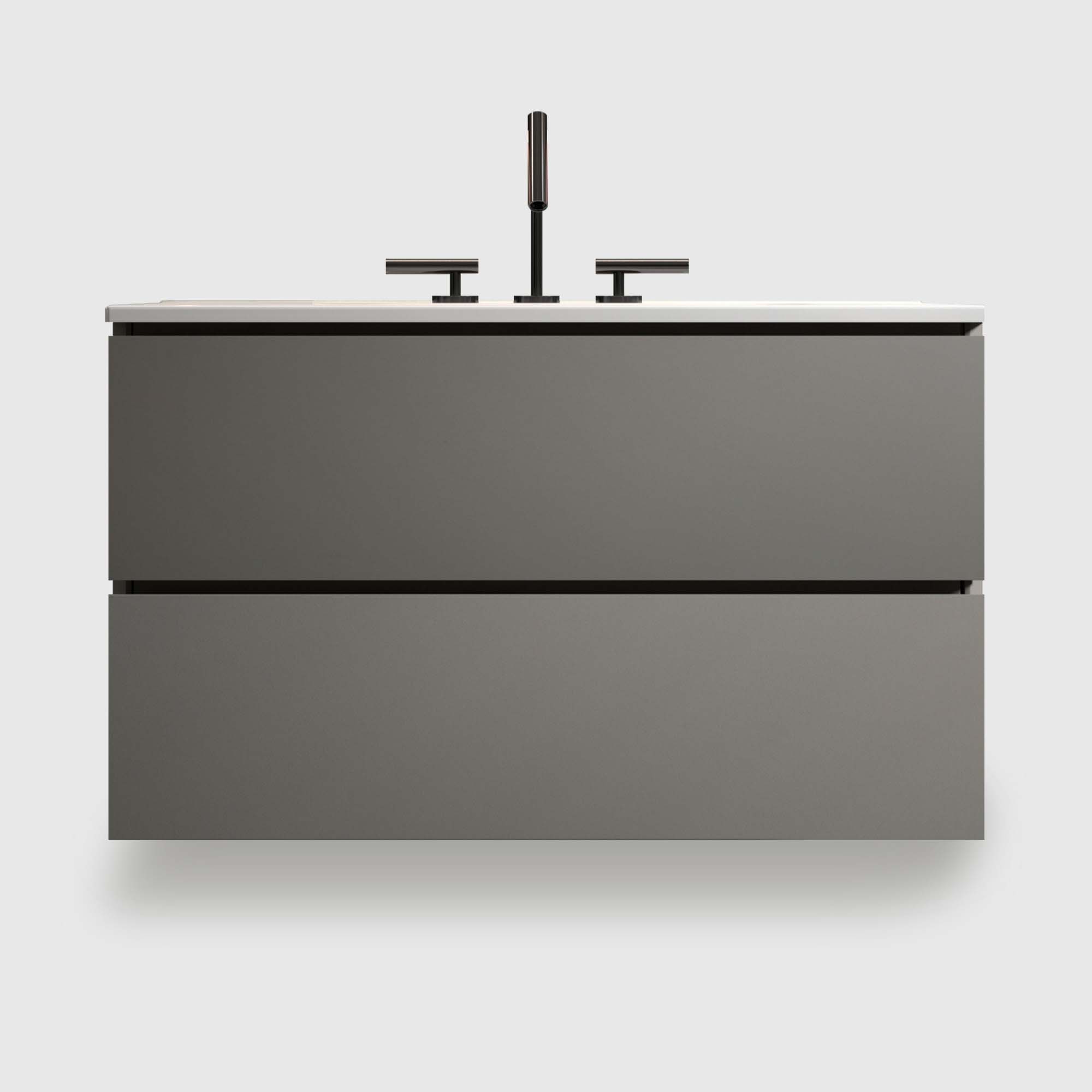 36 inch space grey bathroom vanity - pre-assembled with handle-free design