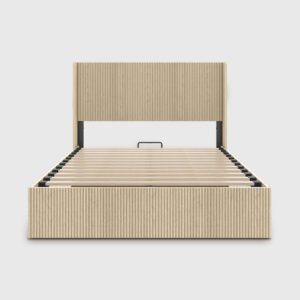 Oak Wood Platform Bed with Silent Lift Storage