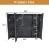 Aluminum alloy bathroom mirror cabinet with LED strip light, defogging function, multi-door design and rounded anti-collision corners