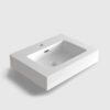 24 inch integrated solid surface bathroom basin, modern oval shape for small vanity