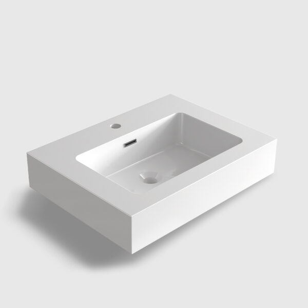 24 inch integrated solid surface bathroom basin, modern oval shape for small vanity