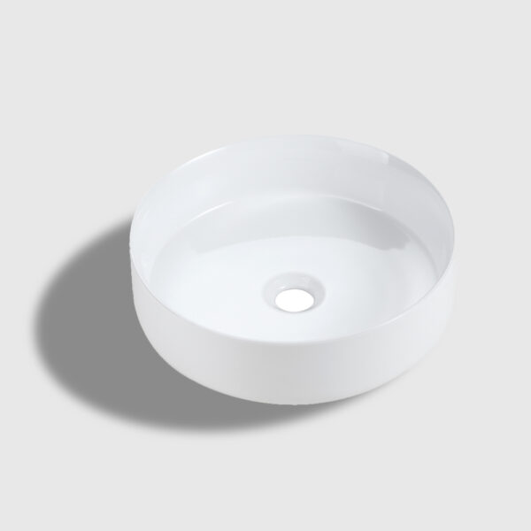 integrated white ceramic basin glossy finish modern bathroom sink no drain included