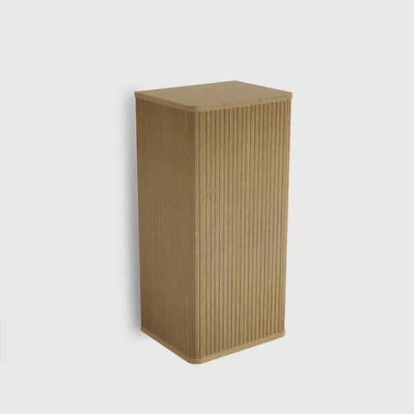 Striped walnut floating bathroom side cabinet - wall-mounted storage cabinet for small spaces. This pre-assembled bathroom cabinet features curved safety edges, push-open door, and 2 adjustable shelves for flexible storage. Made of durable MDF and plywoods, it’s scratch and water resistant, with stylish striped walnut texture that elevates bathroom decor. Perfect for organizing everyday bathroom essentials in compact apartments or powder rooms.