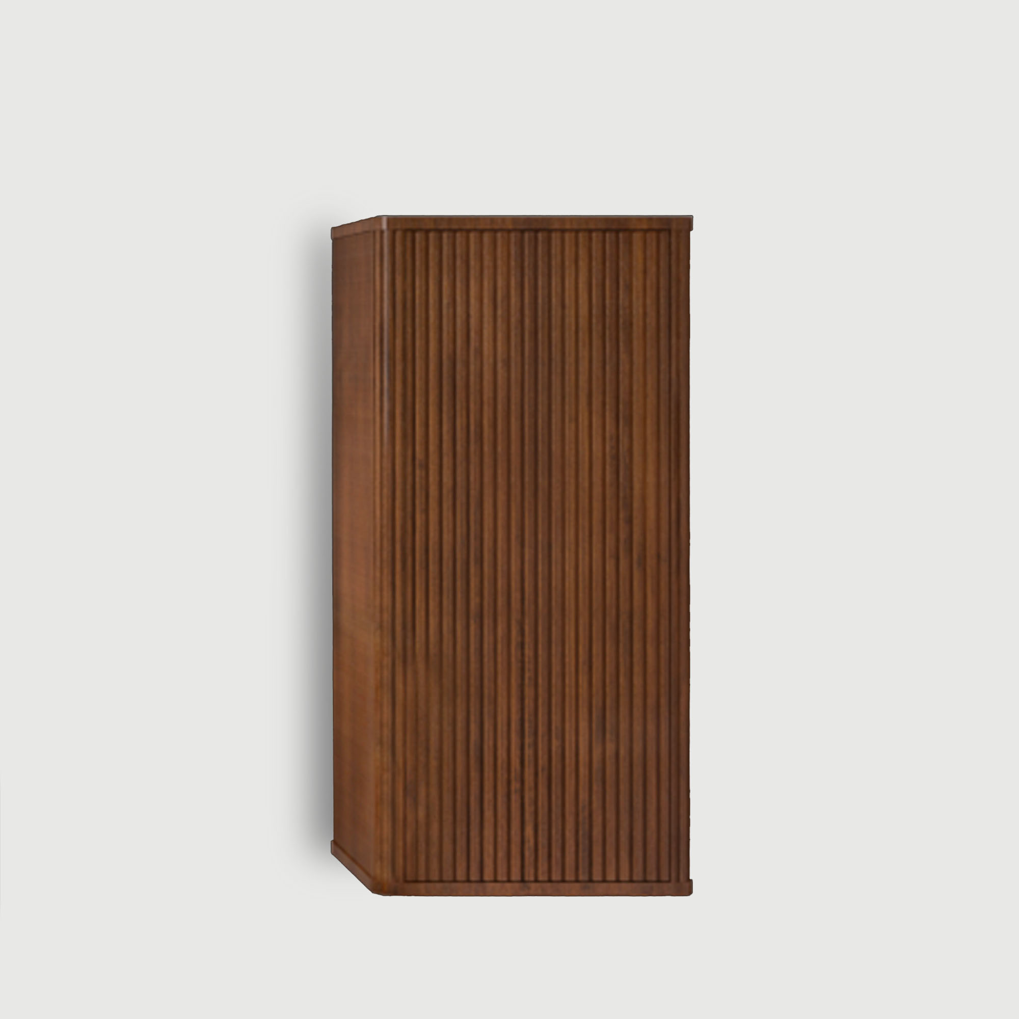 Bathroom Side Cabinet 1 Striped walnut bathroom floating side cabinet - wall-mounted storage cabinet for small spaces. This pre-assembled bathroom cabinet features curved safety edges, push-open door, and 2 adjustable shelves for flexible storage. Made of durable MDF and plywoods, it’s scratch and water resistant, with stylish striped walnut texture that elevates bathroom decor. Perfect for organizing everyday bathroom essentials in compact spaces.