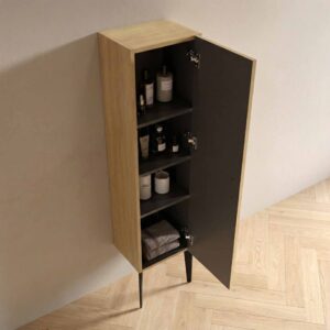 14S striped matt black bathroom side cabinet freestanding storage cabinet for modern bathroom