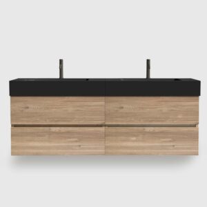 60 bathroom vanity with sink, wall mounted modular cabinet (30Inch×2) + DTC silent soft-closing hardware