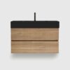 36 inch floating bathroom vanity, soft black double drawers + oak engineered quartz sink + black grille panel