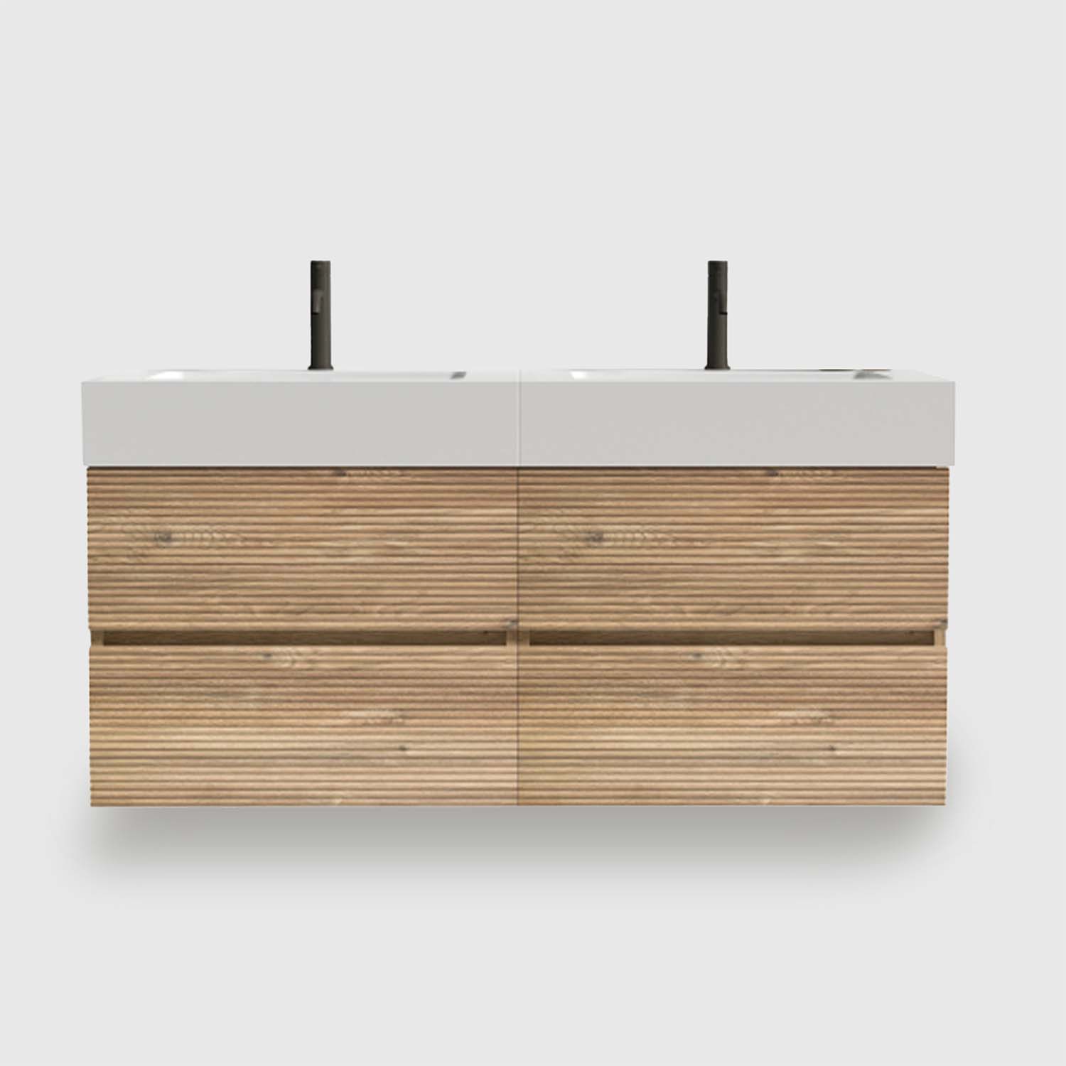 48 inch floating bathroom vanity (2×24inch), double Rough Oak drawers + DTC silent soft-closing system