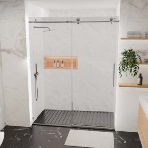 sliding shower door frameless glass brushed nickel hardware towel bar handle drop shipping