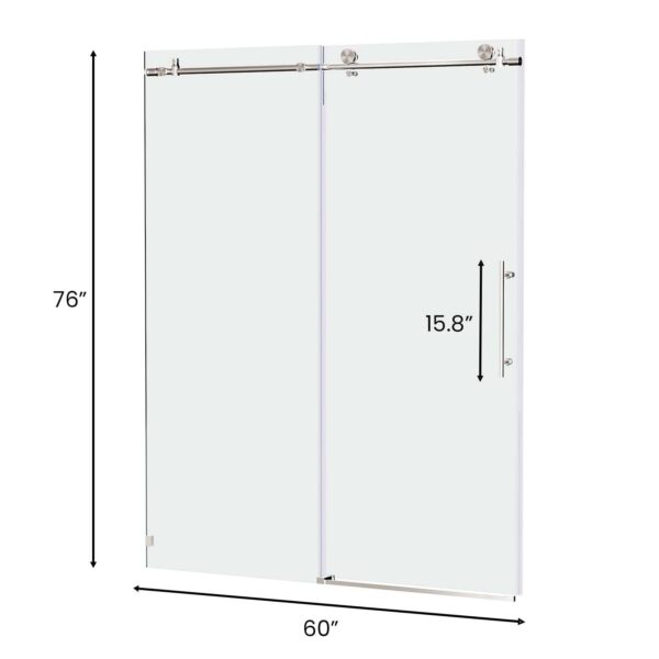 Frameless Shower Door- Sliding Shower Door-with Premium-Thick Tempered Glass Shower Enclosure-Brushed Nickel With Buffer (3)