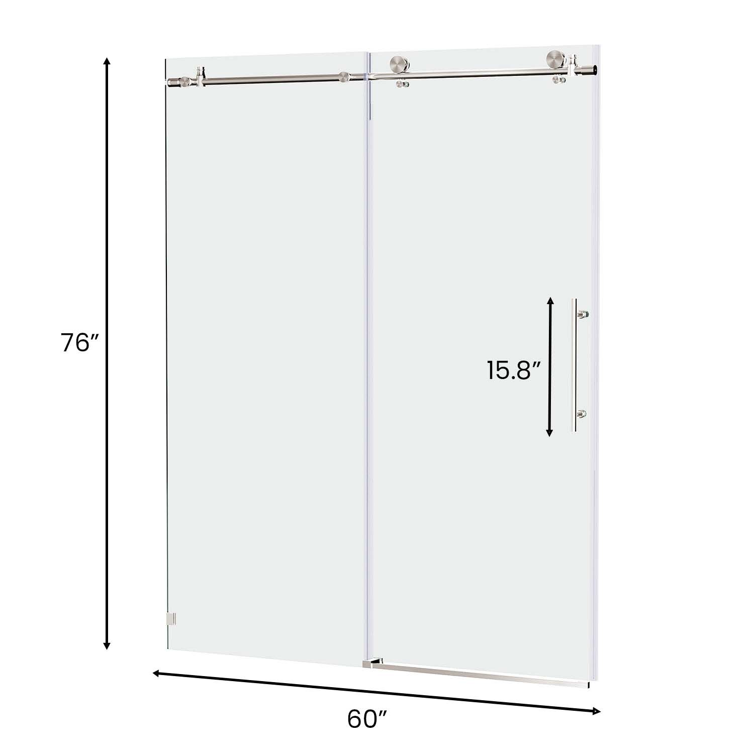 Frameless Shower Door- Sliding Shower Door-with Premium-Thick Tempered Glass Shower Enclosure-Brushed Nickel With Buffer (3)