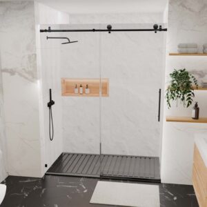 adjustable width sliding shower door easy install honeycomb packaging brushed nickel