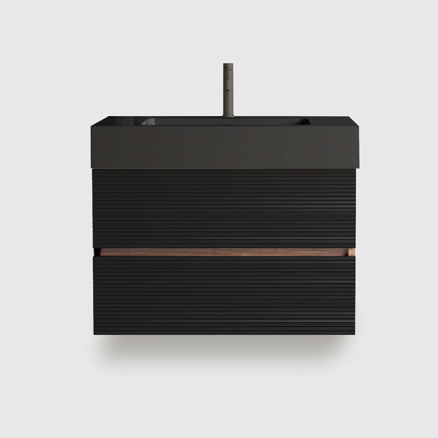 Walnut 30 bathroom vanity with sink, floating design + E0 water-based lacquer for water resistance