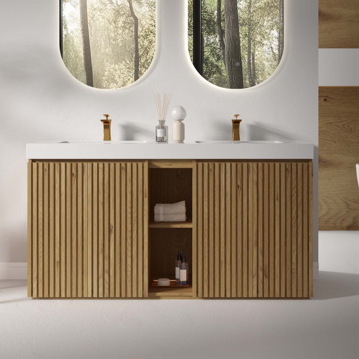 Knotty Oak -Bathroom Vanity with Sink, Large Storage Freestanding Bathroom Vanity -Modern Bathroom (2)