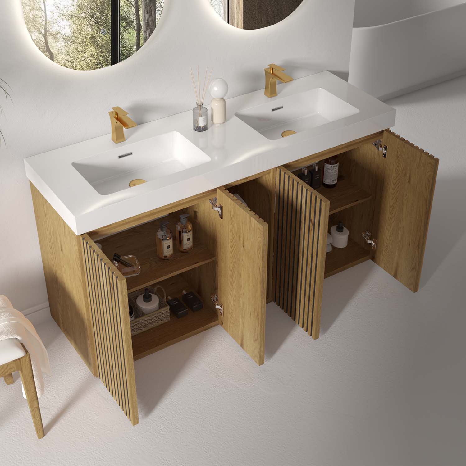 Knotty Oak -Bathroom Vanity with Sink, Large Storage Freestanding Bathroom Vanity -Modern Bathroom (3)