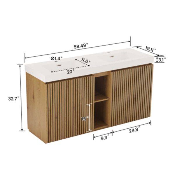 Knotty Oak -Bathroom Vanity with Sink, Large Storage Freestanding Bathroom Vanity -Modern Bathroom (4)