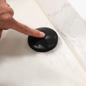 Matte black push-button pop-up sink drain, universal bathroom vessel sink drain assembly with rubber washers