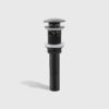 Matte black push-button pop-up sink drain, universal bathroom vessel sink drain assembly with rubber washers
