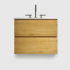 24 inch wall mount natural oak vanity - pre-assembled with soft-closing drawers