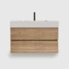 36 inch bathroom vanity with sink, wall mounted Rough Oak cabinet + DTC silent soft-closing hardware