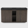 60 inch Smoked Oak double sink bathroom vanity with sink freestanding modern bathroom vanity, large storage four-tier shelving water-resistant bathroom vanity cabinet, one-piece black sink basin without drain and faucet