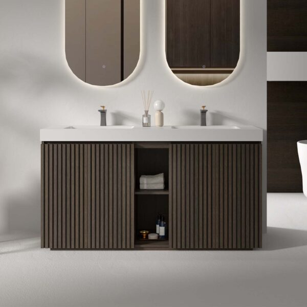 Smoked Oak Bathroom Vanity with Sink-Large Storage Freestanding Bathroom Vanity for Modern Bathroom (4)