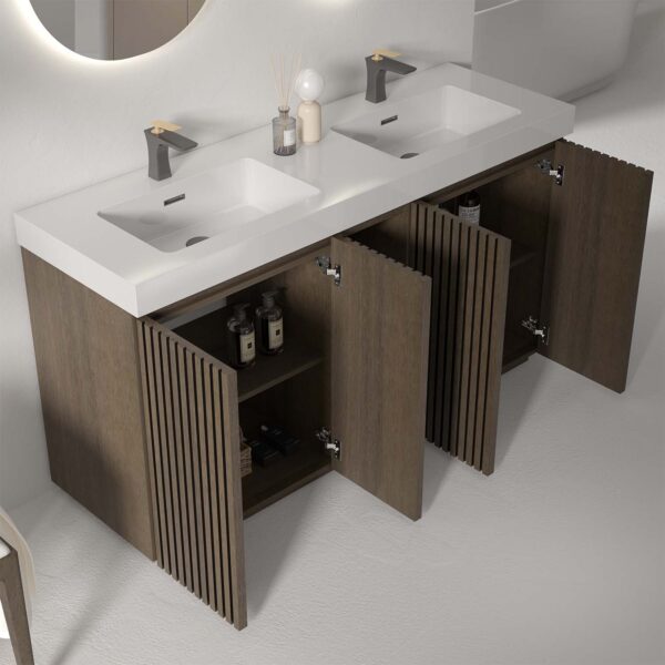 Smoked Oak Bathroom Vanity with Sink-Large Storage Freestanding Bathroom Vanity for Modern Bathroom (5)