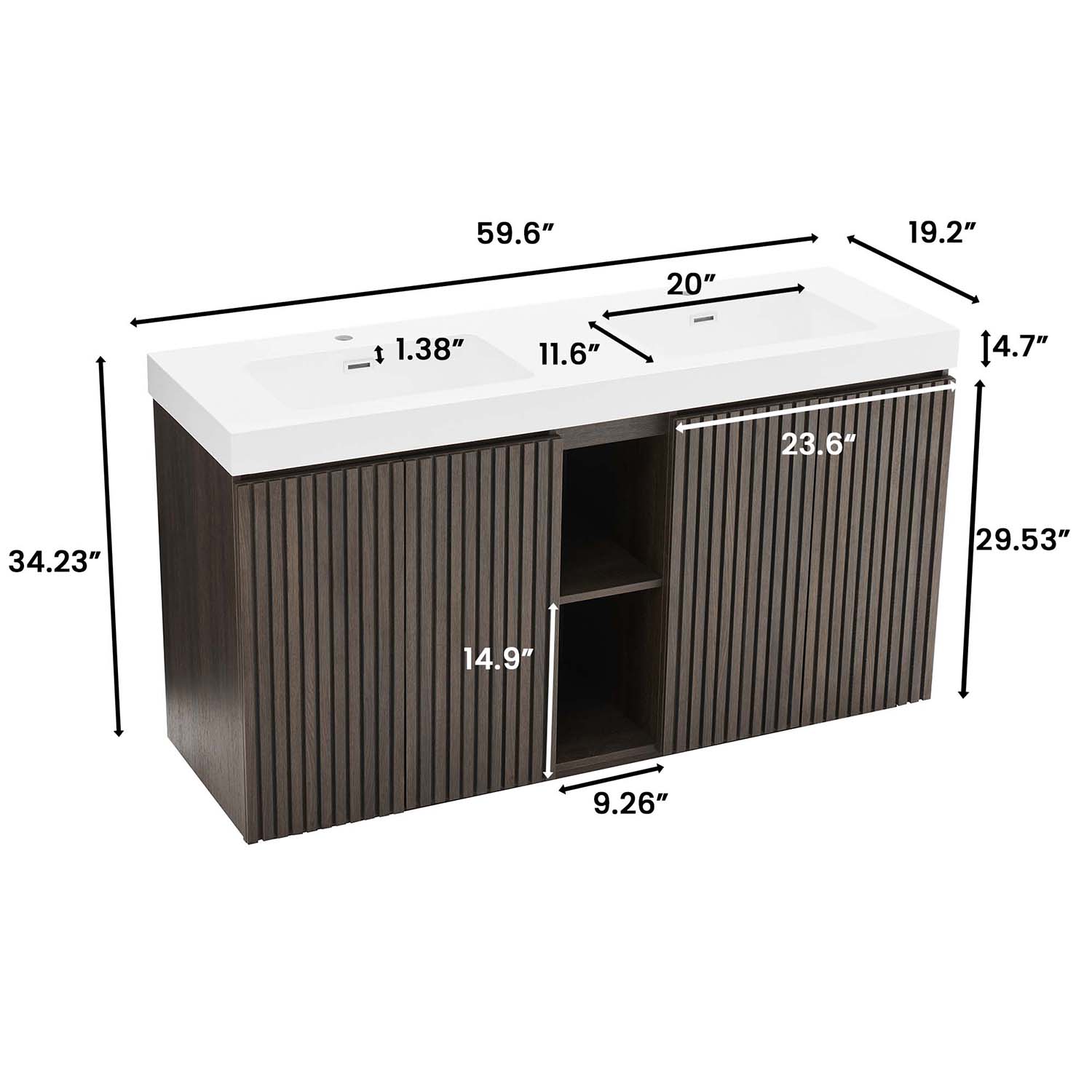 Smoked Oak Bathroom Vanity with Sink-Large Storage Freestanding Bathroom Vanity for Modern Bathroom (6)