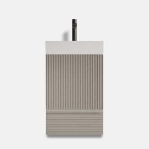 20 inch freestanding bathroom vanity striped cashmere grey DTC soft-closing rails easy assembly ceramic sink