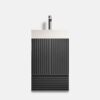 20 inch striped matt black bathroom vanity freestanding cabinet white ceramic basin no drain faucet