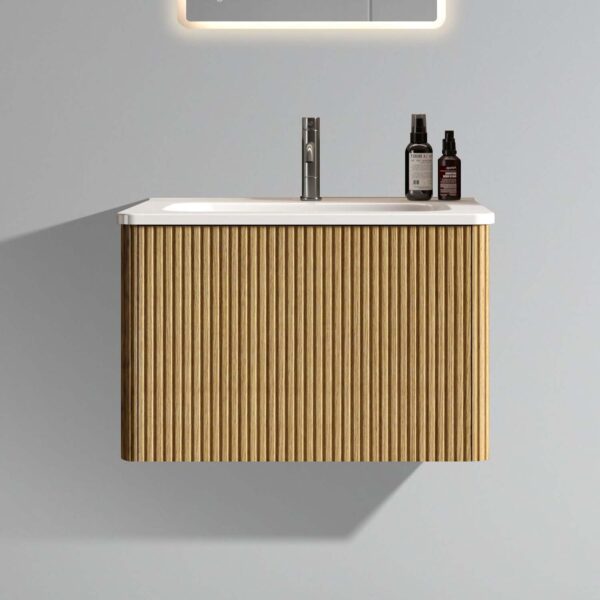 Striped Natural -Oak Bathroom -Vanity- White Ceramic Sink (6)