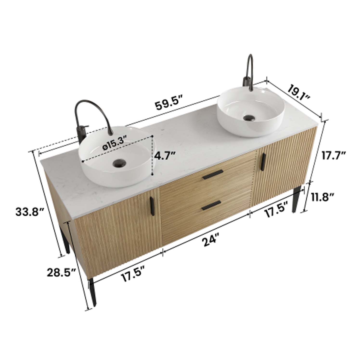 Striped Natural -Oak Bathroom Vanity with Ceramic Sink-Freestanding Bathroom Vanity -Modern Bathroom (2)