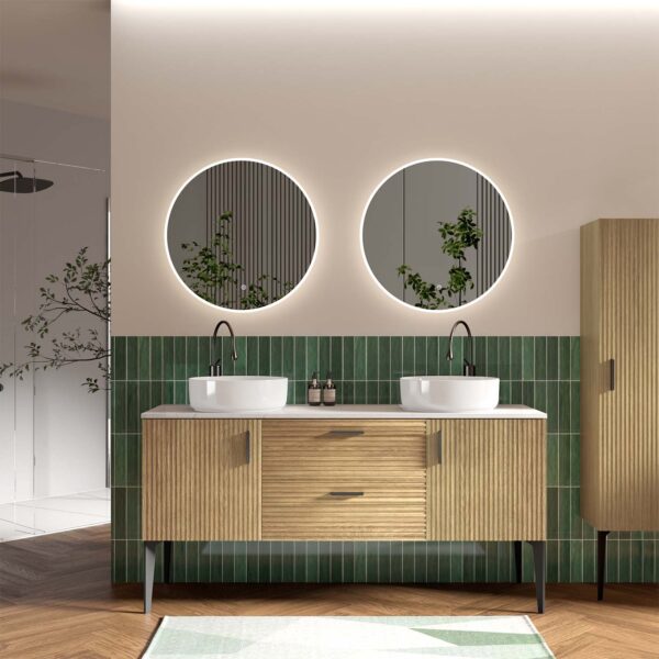 Striped Natural -Oak Bathroom Vanity with Ceramic Sink-Freestanding Bathroom Vanity -Modern Bathroom (3)