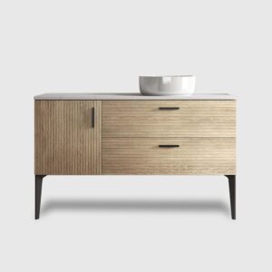 48 inch striped natural oak freestanding bathroom vanity with sink modern design