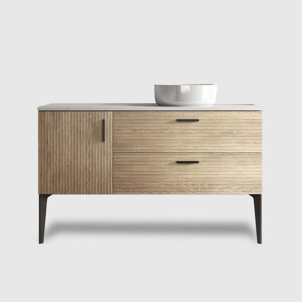 Striped Natural Oak Bathroom Vanity with Sink,-without drainage and faucet, Freestanding Bathroom Cabinet for Modern Bathroom, (4) 48 inch striped natural oak freestanding bathroom vanity with sink modern design