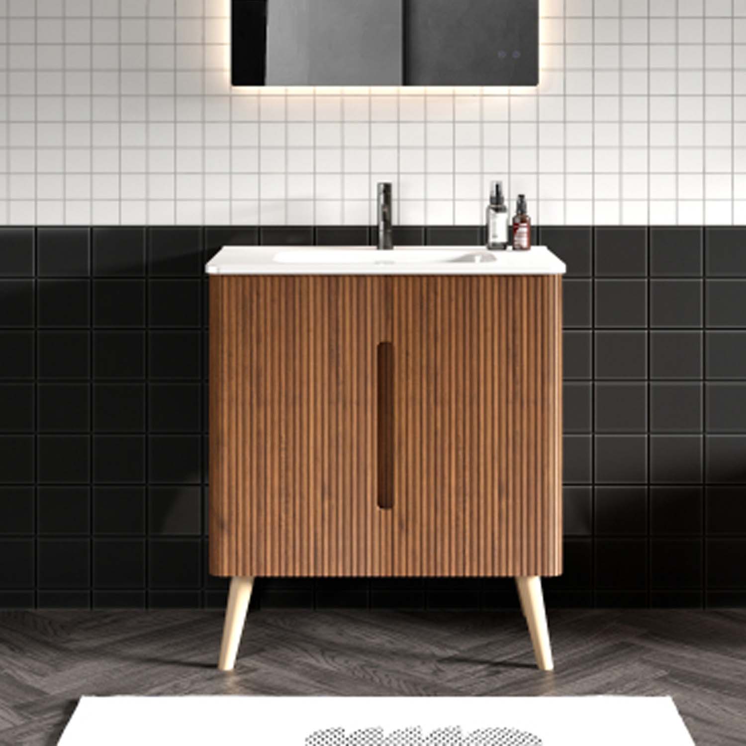 Striped-Walnut -Bathroom Vanity -Sink (4)