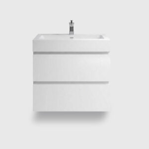 small space white floating bathroom vanity, 24 inch pre-assembled bathroom vanity with sink, wall mounted eco-friendly E1 grade soft-close drawers compact bathroom vanity