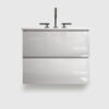 24 inch floating bathroom vanity with sink - pre-assembled white glossy finish with soft-closing drawers
