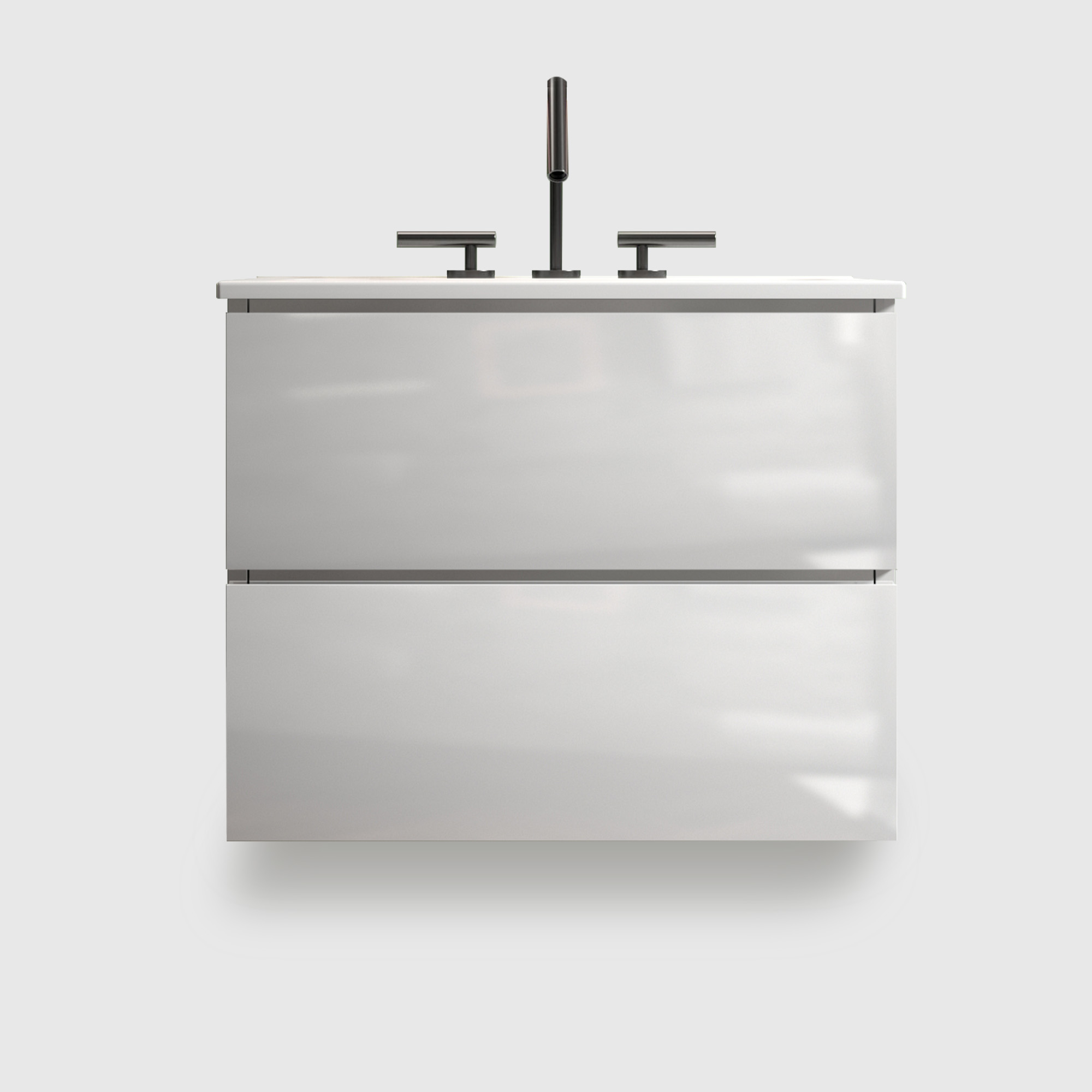 24 inch floating bathroom vanity with sink - pre-assembled white glossy finish with soft-closing drawers