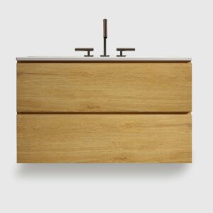 36 inch natural oak floating bathroom vanity with sink - large storage for master bathroom