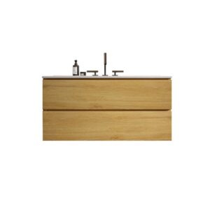 36 inch natural oak floating bathroom vanity with sink - large storage for master bathroom