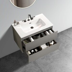 30 inch space grey bathroom vanity with sink - E1 grade eco-friendly construction
